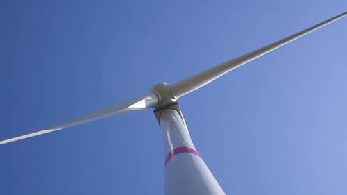 SLOWMO - Detail of windmill turbine - rotation - from bottom