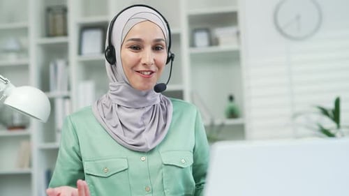 Smiling Woman Working in Customer Service
