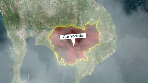 Animated Map Highlight with Glowing Cambodia Outline