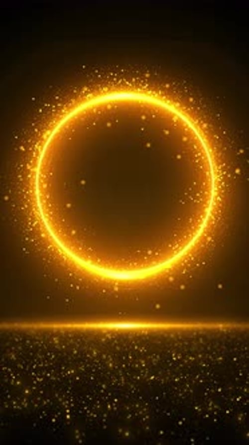 Abstract circle shape golden luxury frame glowing lines background. invitations, event flyers, award