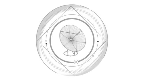 Animation de l'élément HUD d'une antenne parabolique virtuelle 3D