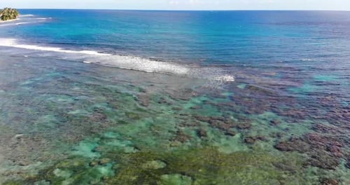 Drone footage while flying over a beach in the southeast part of Puerto Rico.