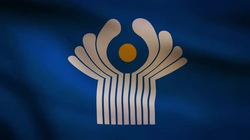 Waving Flag of the Commonwealth of Independent States Emblem