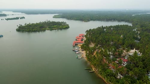 Aerial Drone Shot Capturing the Scenic Beauty of Udupi's Backwaters and Its Coastal Charm
