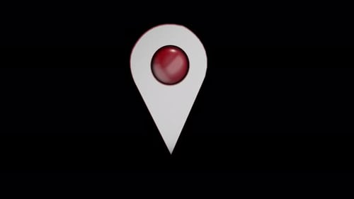 3D Map Location Pin Red Loop