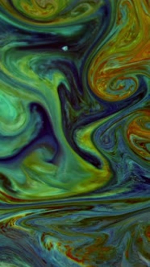 Abstract Swirling Colors in Blue, Green, and Orange