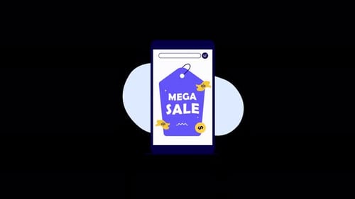 Banner-Konzept-Animationsvideo für Telefon mit Mega-Sale-Angebot — transparent