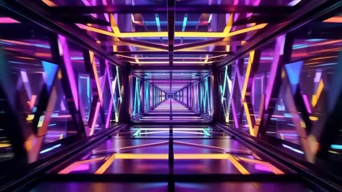 Futuristic Neon Tunnel Sci Fi VJ Loop Animation