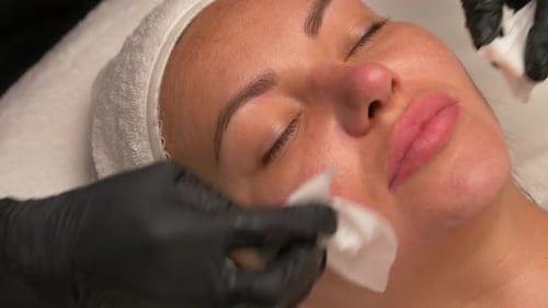 Woman Receiving Facial at Day Spa Close Up