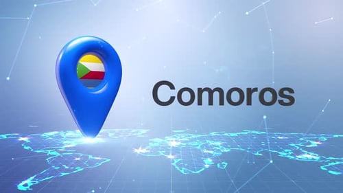 3D Global Location Pin Reveal with Digital Network World Map