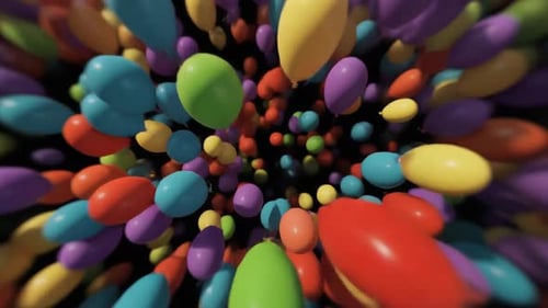 Vibrant Balloons Bursting Towards Camera Motion Graphic