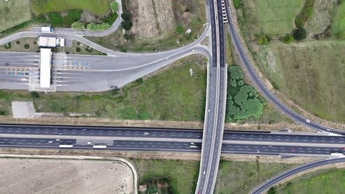 Aerial View of Asphalt Road with the Rural Area on Both Sides the Intercity Highway Was Established