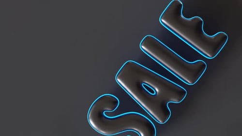 3D Glossy SALE Text Reveal with Neon Outline