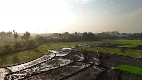 Aerial view of beautiful rural farm