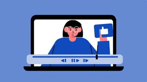 Flat Design Animation of Online Video Player with Like Button