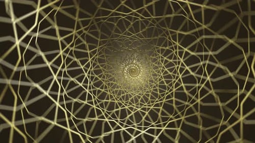 Abstract Gold Geometric Grid Tunnel Motion Background