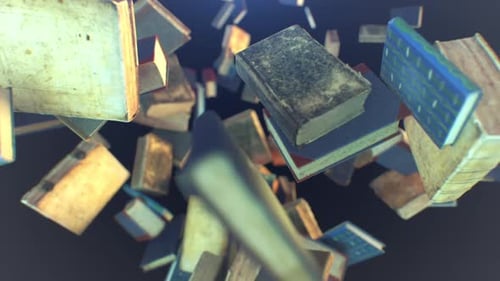 Vintage Books Falling Down 3D Animation