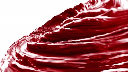 Red Wavy Surface with Swirls on White Background 3d Loop Background