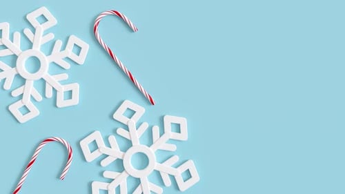 Animated Christmas Snowflakes and Candy Canes Winter Background