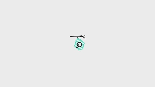 Minimalist Bee Flying into Hive Animated Icon
