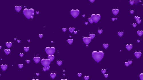 3D Purple Hearts Floating Upwards Seamless Loop