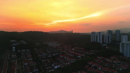 Cinamatic Drone Footage of Red sky over Kuala Lumpur, Malaysia.