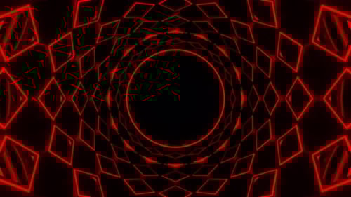 Red Neon Circle In Mirror Tunnel Background Vj Loop In 4K