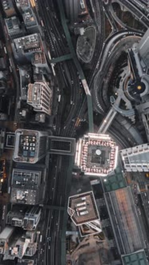 Vertical View Of Hong Kong Cityscape, China