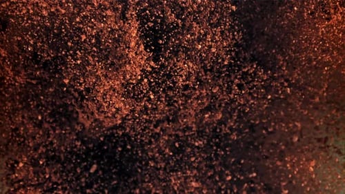 Ground Coffee Flies Up and Falls Down Filmed on a Highspeed Camera at 1000 Fps