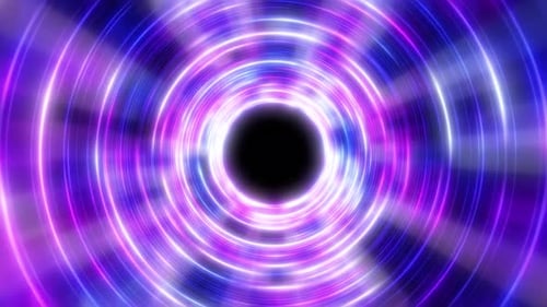 Digital futuristic tunnel or travel through time and space at high speed, moving bright neon lines.