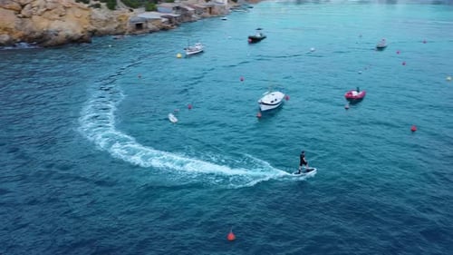 Aerial view of Ibiza Island, Balearic Island, Spain.