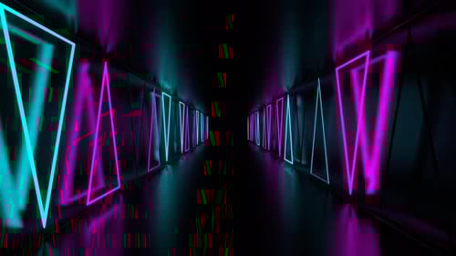 Pink And Cyan Side Neon Strobe Triangles In Tunnel Background Vj Loop In 4K