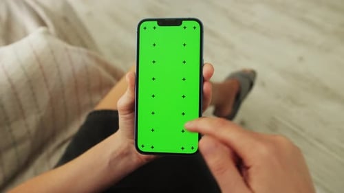 Phone with Green Screen Close Up Shot