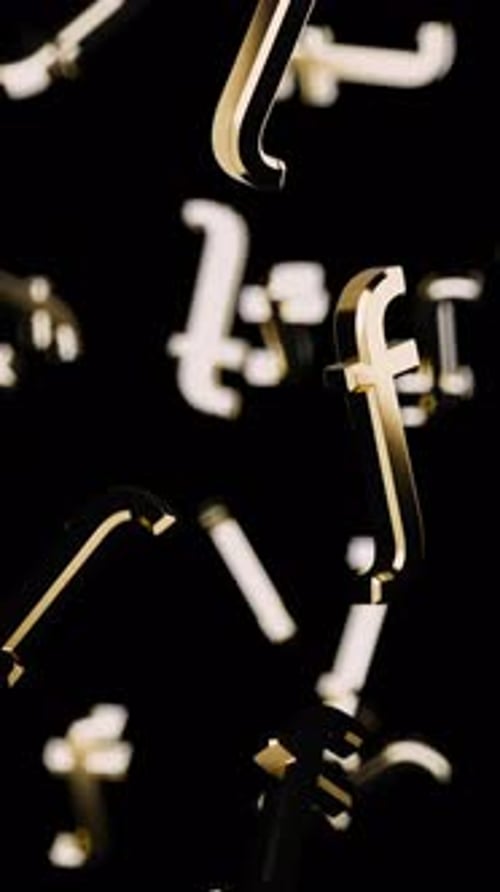Vertical Endlessly Falling Gold Antilles Guilder Symbol on a Black Background