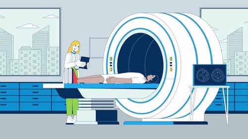 Flat Design Medical MRI Scan Procedure Animation