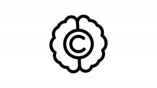 Minimalist Animated Brain Icon Reveals Copyright Symbol C