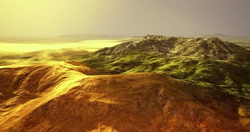 Aerial View Flyover of a Vast Mountain Desert Landscape