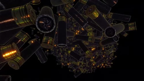 Dynamic Swirling Gold Shotgun Shells and Ammunition