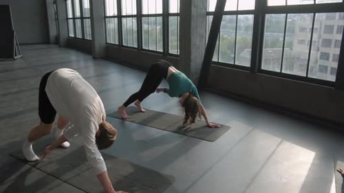 People Doing Yoga in Bright Studio