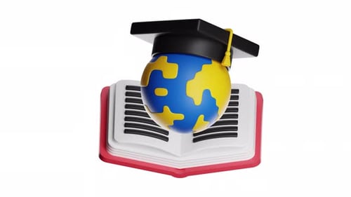 Animación de iconos 3D Educación global