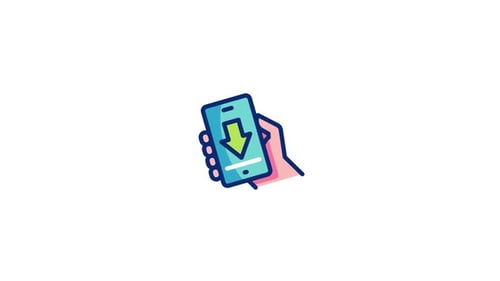Animated Hand Holding Smartphone with Download Arrow