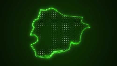 Futuristic Digital Map Outline Neon Glow Animation