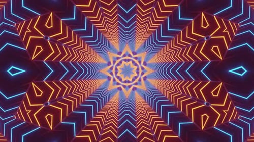 Neon Geometric Kaleidoscope Tunnel Background Loop