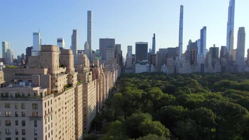 September 2021 - 4K aerial of Manhattan from Central Park, NYC, USA