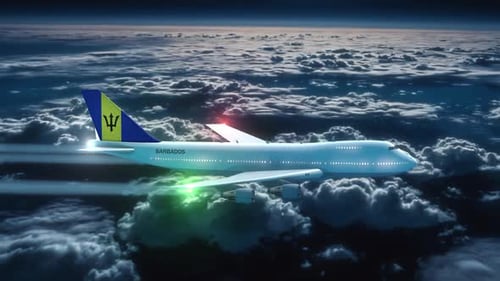 Barbados Flag Airplane Flying 3D Animation