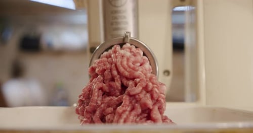 Front View Chopped Meat Ground Minced Meat. Close Up
