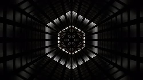 Whiten And Orange Neon Glow Hexagonal Tunnel Background Vj Loop In 4K