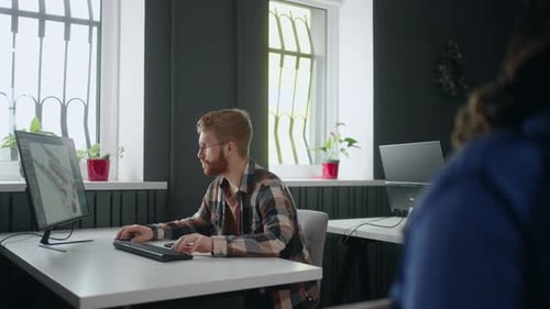IT Specialists and 3D Modeling Engineers Work in Coworking Space Portrait in Office
