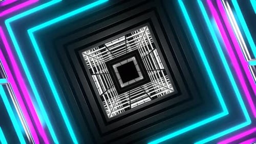 Cyan And Pink Square Strobe Light Tunnel Background Vj Loop In 4K