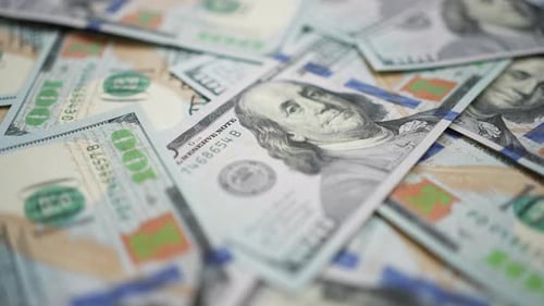 Pile of One Hundred Dollar Bills Close Up